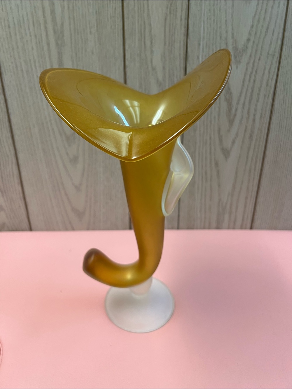 Antique Modern Metallic Gold Art Glass Bud Vase
